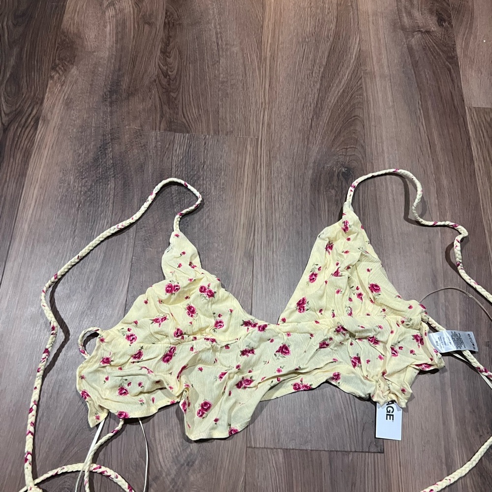 Garage Yellow Floral Crop Top